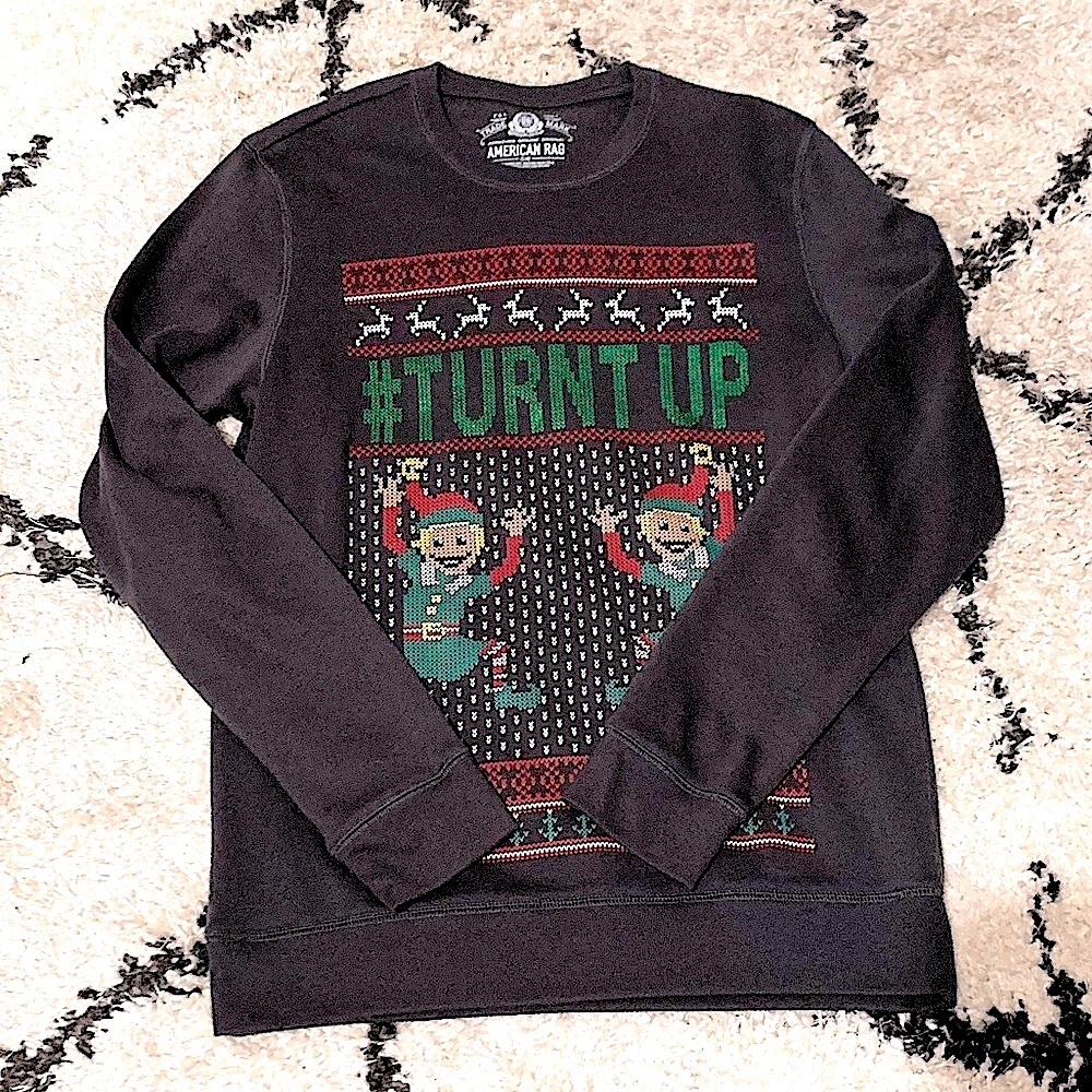 American Rag Christmas Turnt Up Elves Crewneck Ugly Christmas Sweater L. NWOT